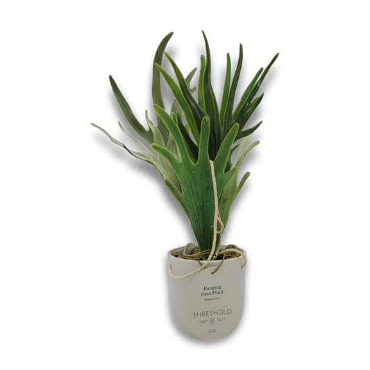 12" Hanging Staghorn Fern Faux Plant