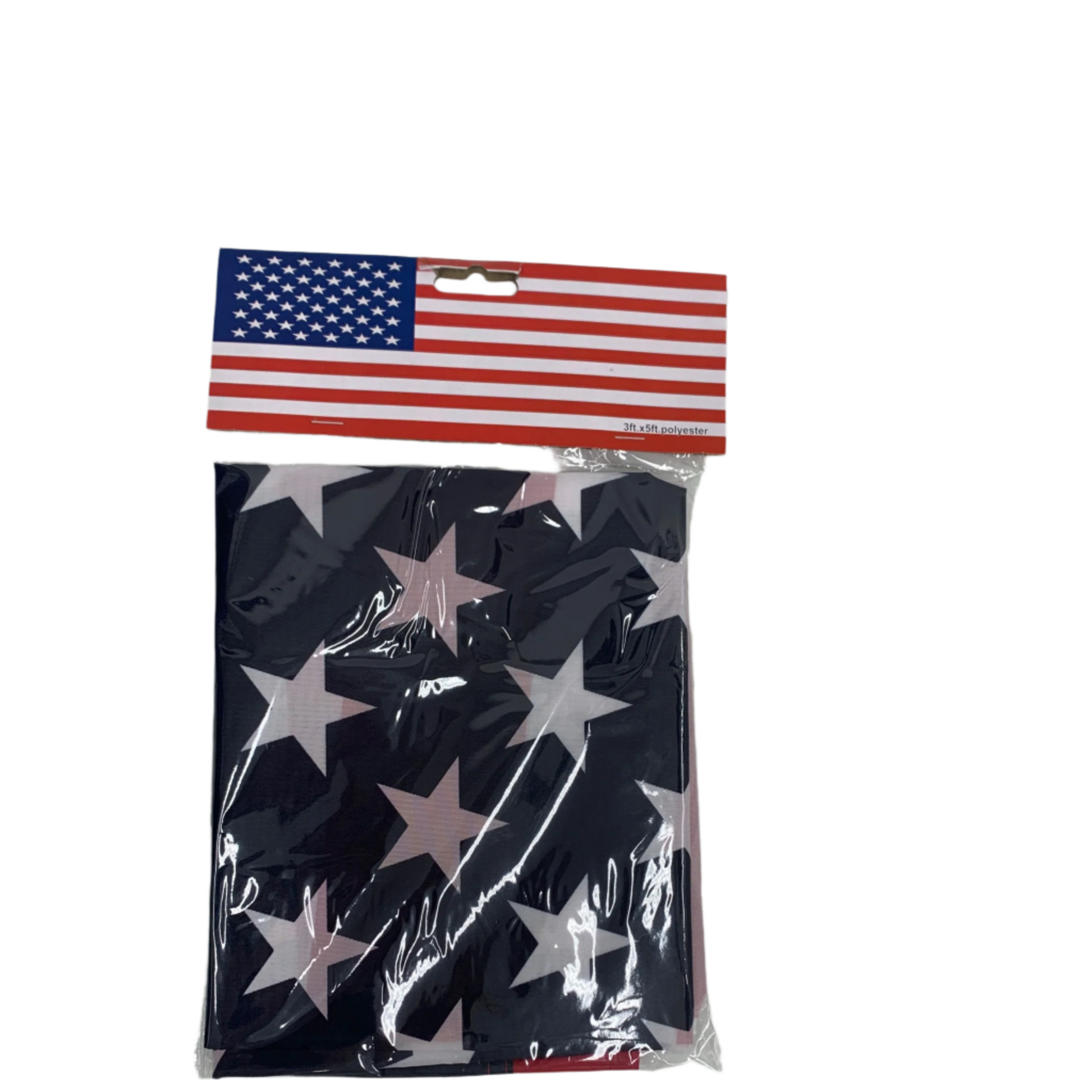 USA/American Flags 3' x 5' featuring a stars and stripes design, packaged against a plain white background.