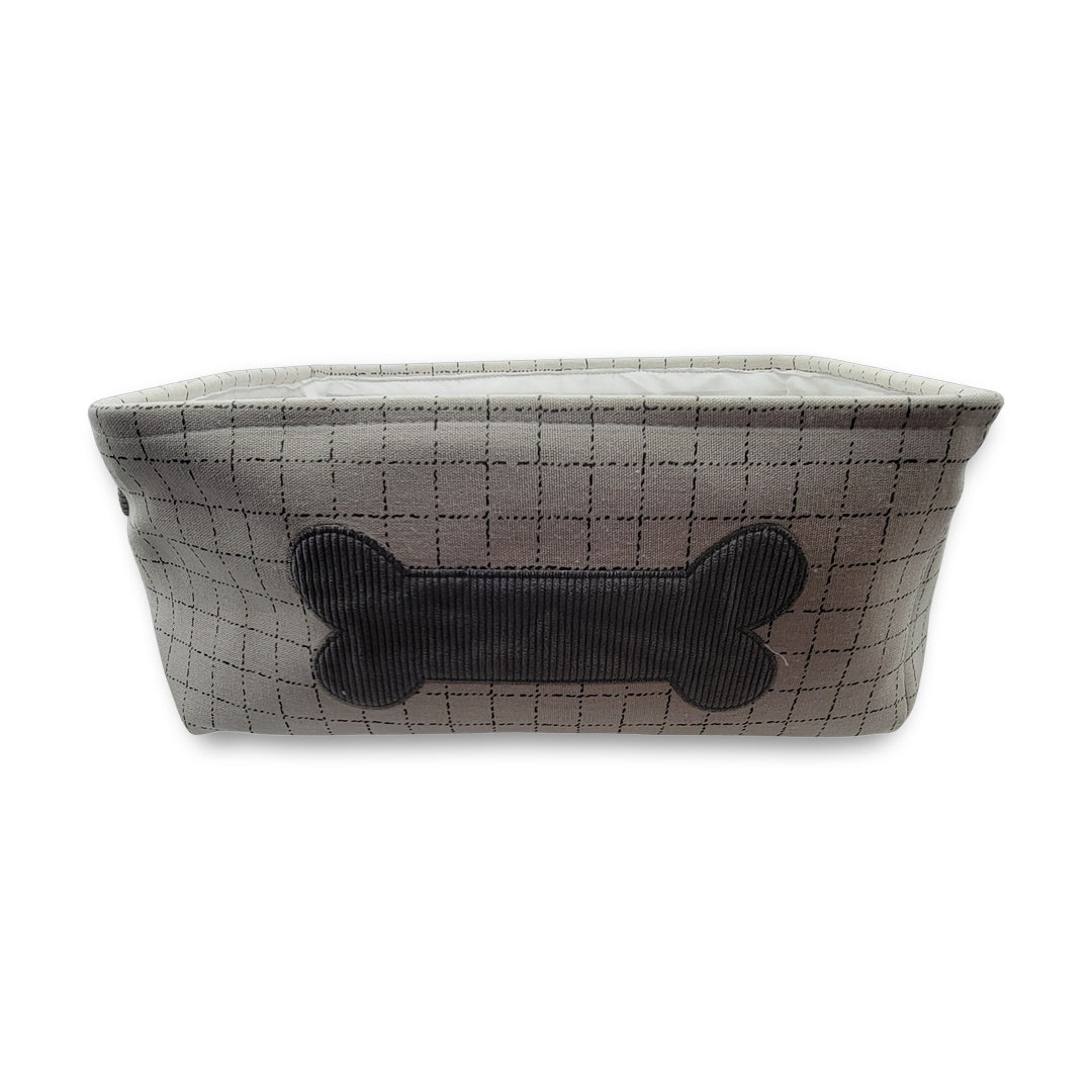 Pet Storage Bin Checkered Print with Bone
