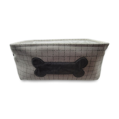 Pet Storage Bin Checkered Print with Bone